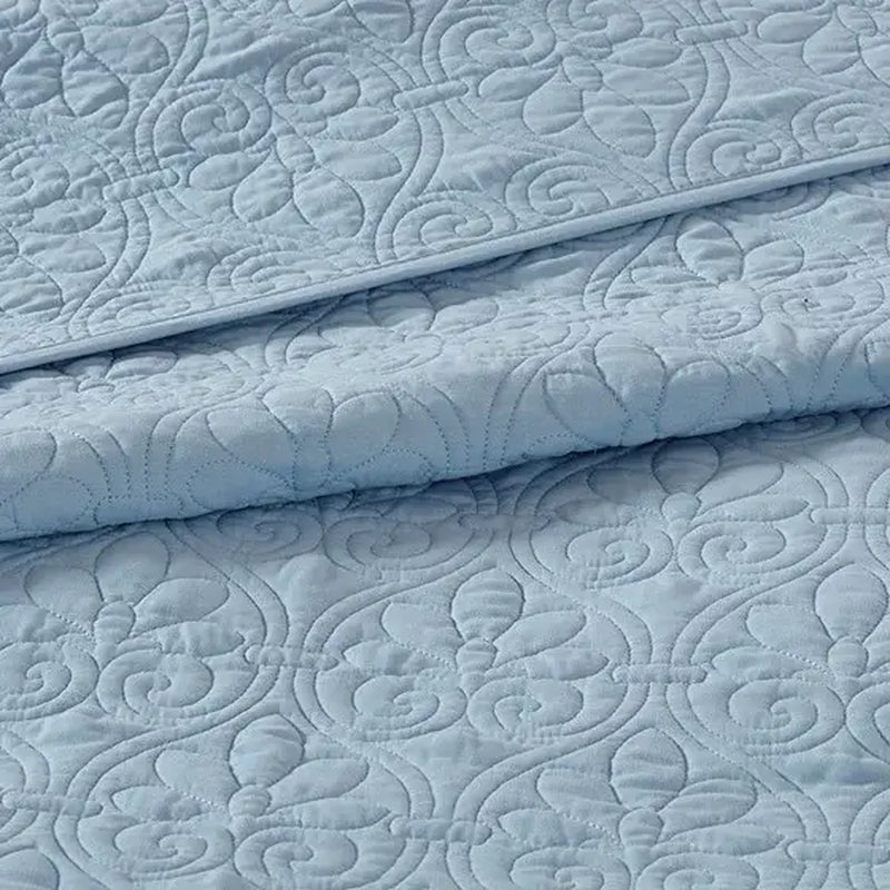 Handmade Blue Quilt Set King Reversible Embroidered Printed