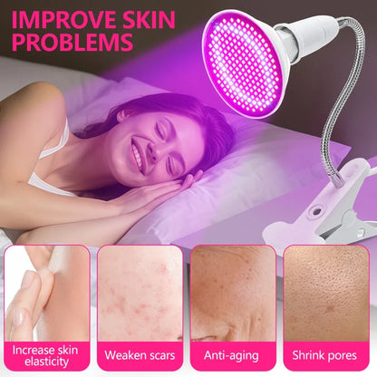 Anti Aging Red blue LED Light Therapy Bulb With Lamp Clip Red 660nm Near Infrared 850nm Beauty Full Body  Skin Care Pain Relief