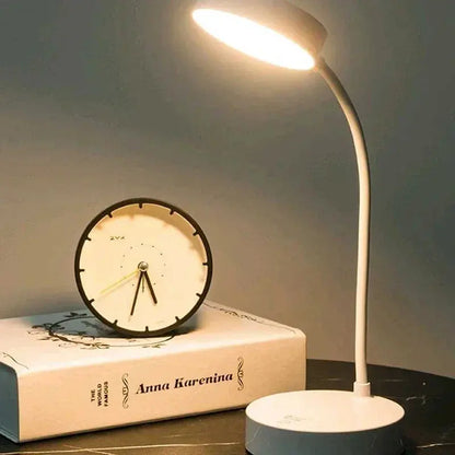 Portable LED Desk Lamp – USB Plug or Battery Powered, 3 Colours & Stepless Dimming, Eye-Protection Bedside Lamp for Bedroom
