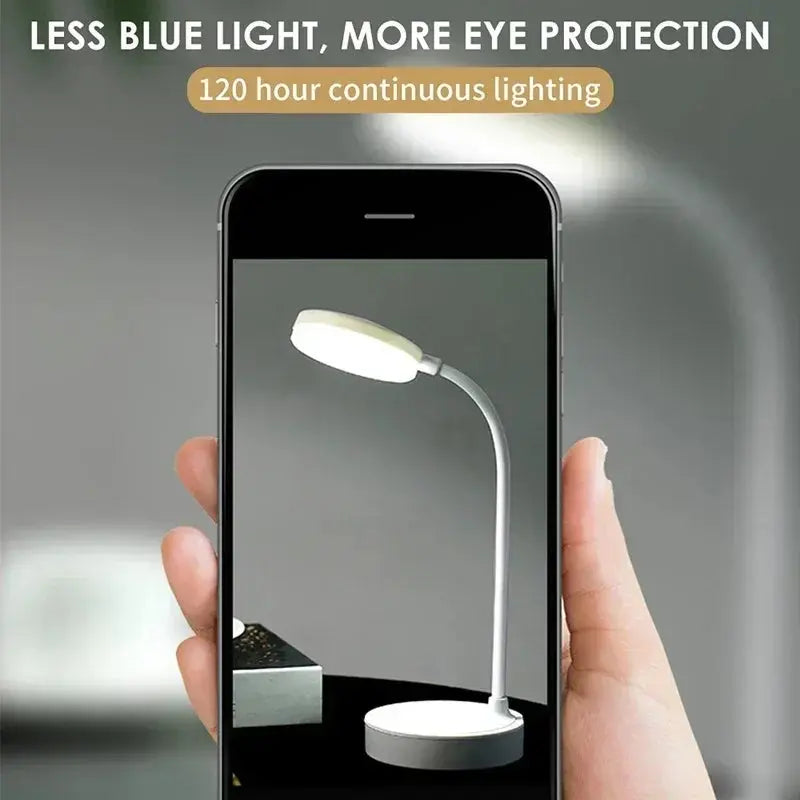 Portable LED Desk Lamp – USB Plug or Battery Powered, 3 Colours & Stepless Dimming, Eye-Protection Bedside Lamp for Bedroom