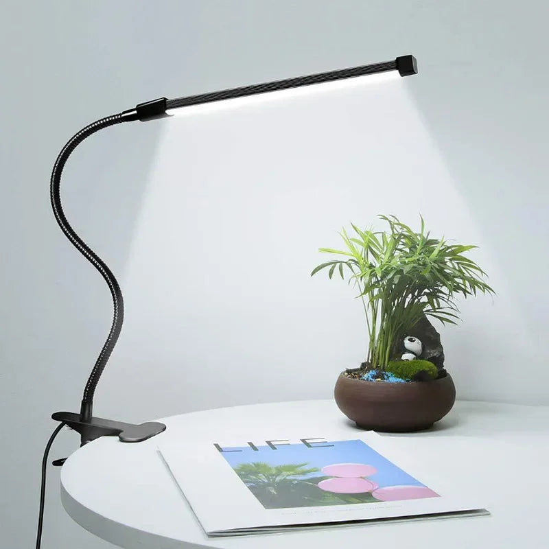 Lampe de bureau à clip LED, dortoir d'étudiants, chambre à coucher, bureau, lampe de lecture de chevet, petite lampe de bureau de protection des yeux, noir