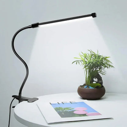 Lampe de bureau à clip LED, dortoir d'étudiants, chambre à coucher, bureau, lampe de lecture de chevet, petite lampe de bureau de protection des yeux, noir