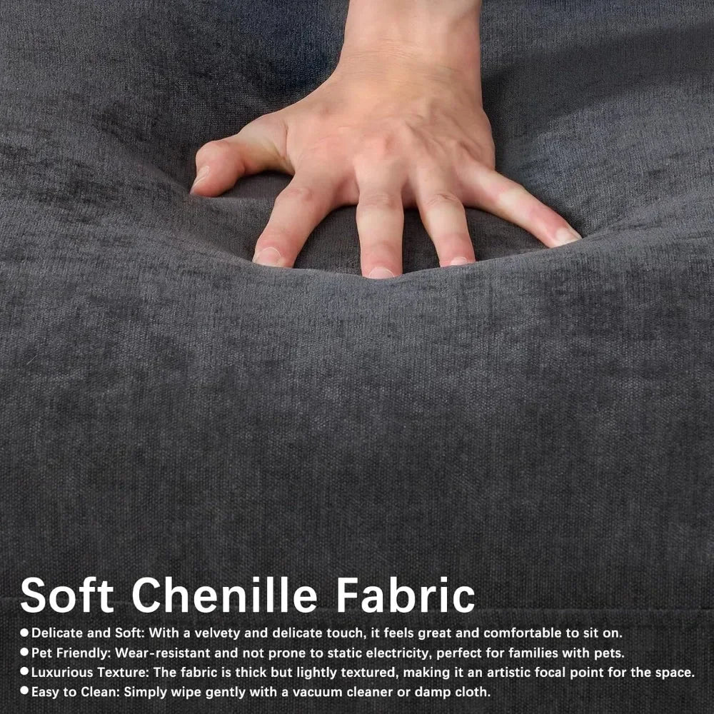 121'' 7-Seater Chenille Cloud Couch with Movable Ottoman L/U-Shape Modern Upholstered Sectional Sofa for Living Room Customized