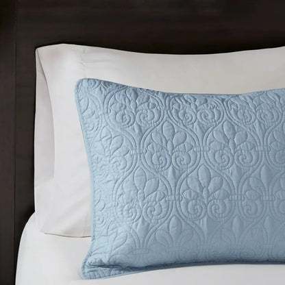 Handmade Blue Quilt Set King Reversible Embroidered Printed
